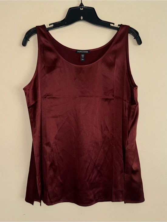 Eileen Fisher Tops - Eileen Fisher Dark Red Silk Scoop Neck Tank Top Size S